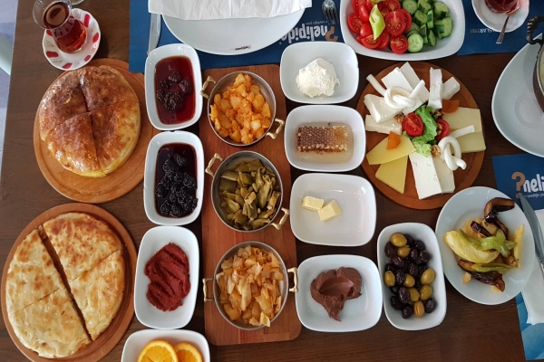 Turks bring a whole dimension to the breakfast. They are willing to spend a half day over tasting 30 dishes and drinks a whole pot of tea or coffee. 