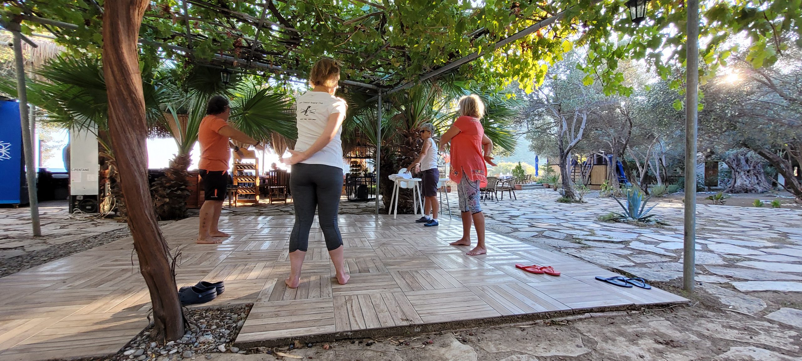 Yoga under the grape vine