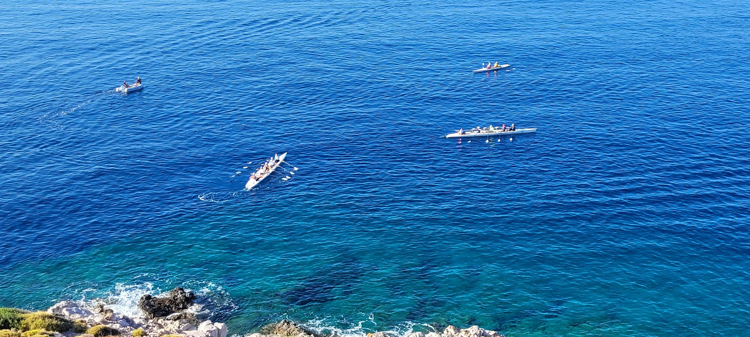 Rowing over the Mediterranean blue